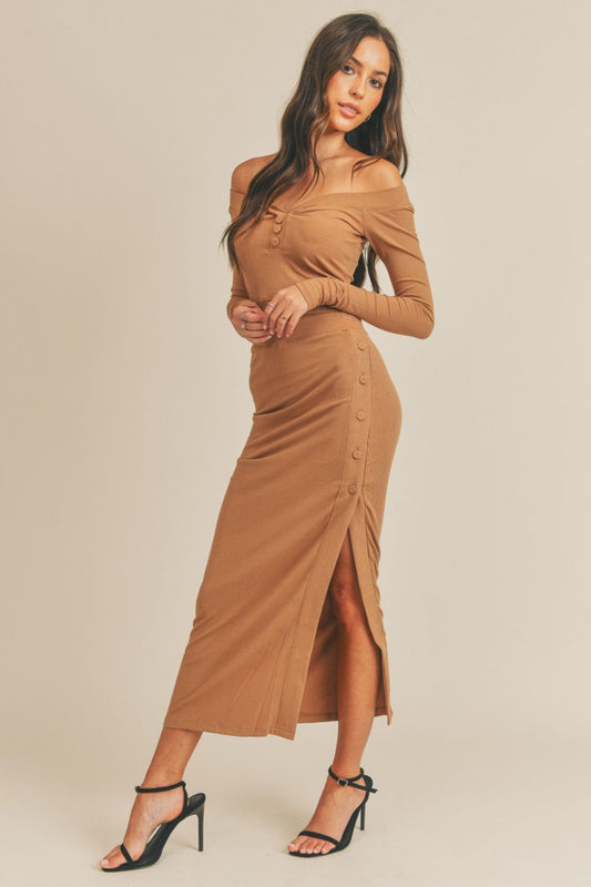 Crop Top and Slit Midi Skirt Set - Siennasass