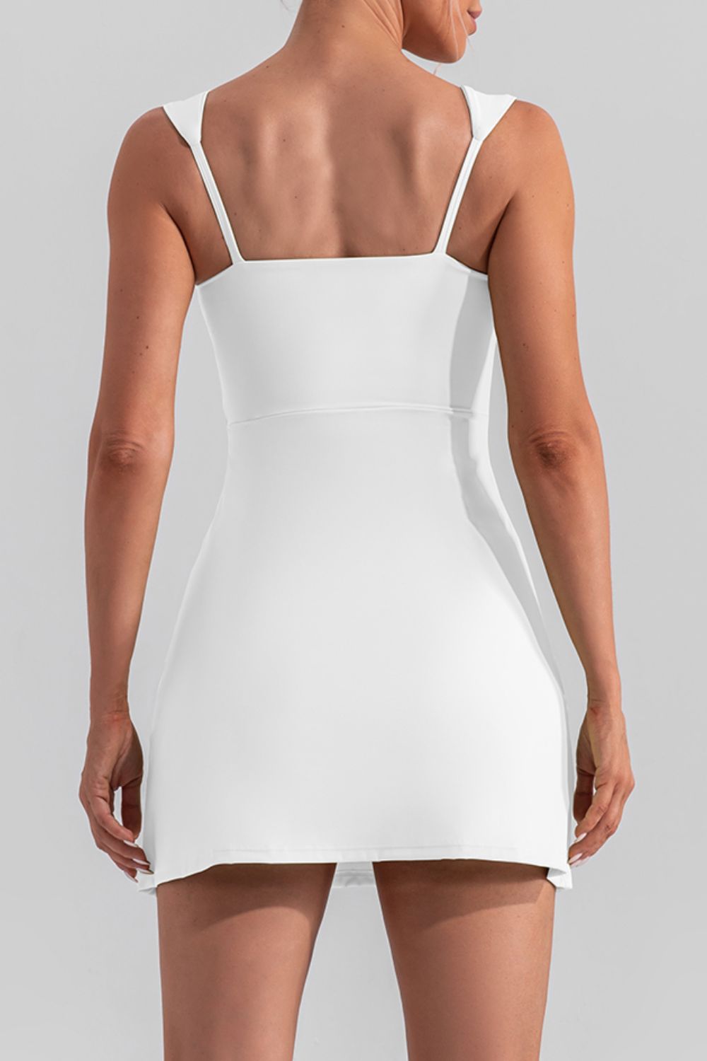 Square Neck Sleeveless Slit Mini Active Dress - Siennasass