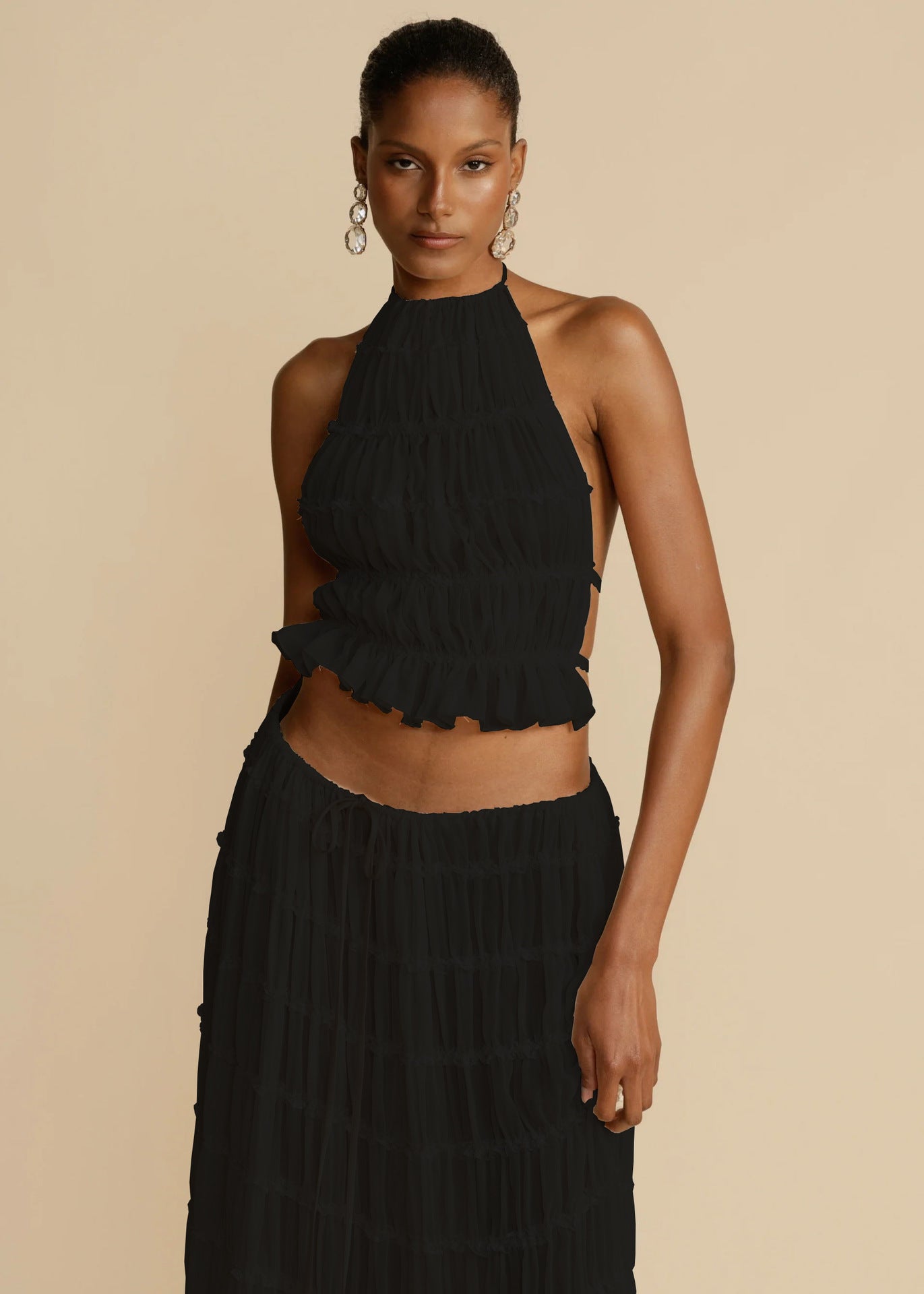 Sleeveless Backless Cropped Dress - Siennasass