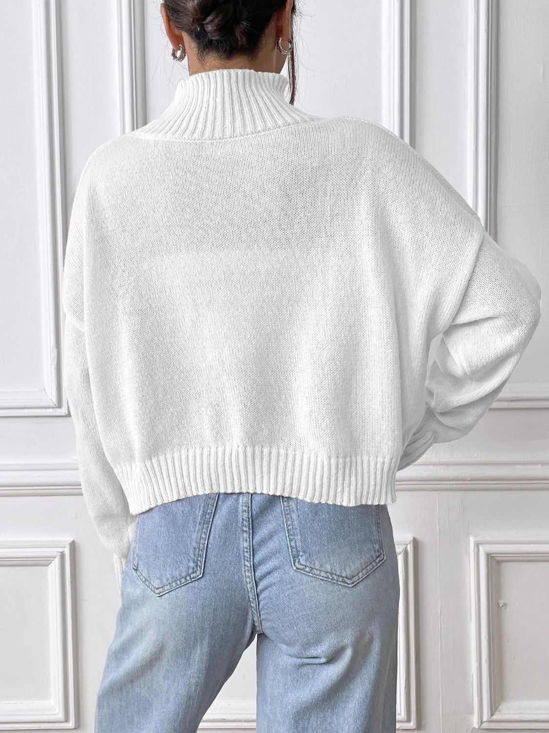 Bow Turtleneck Long Sleeve Sweater - Siennasass