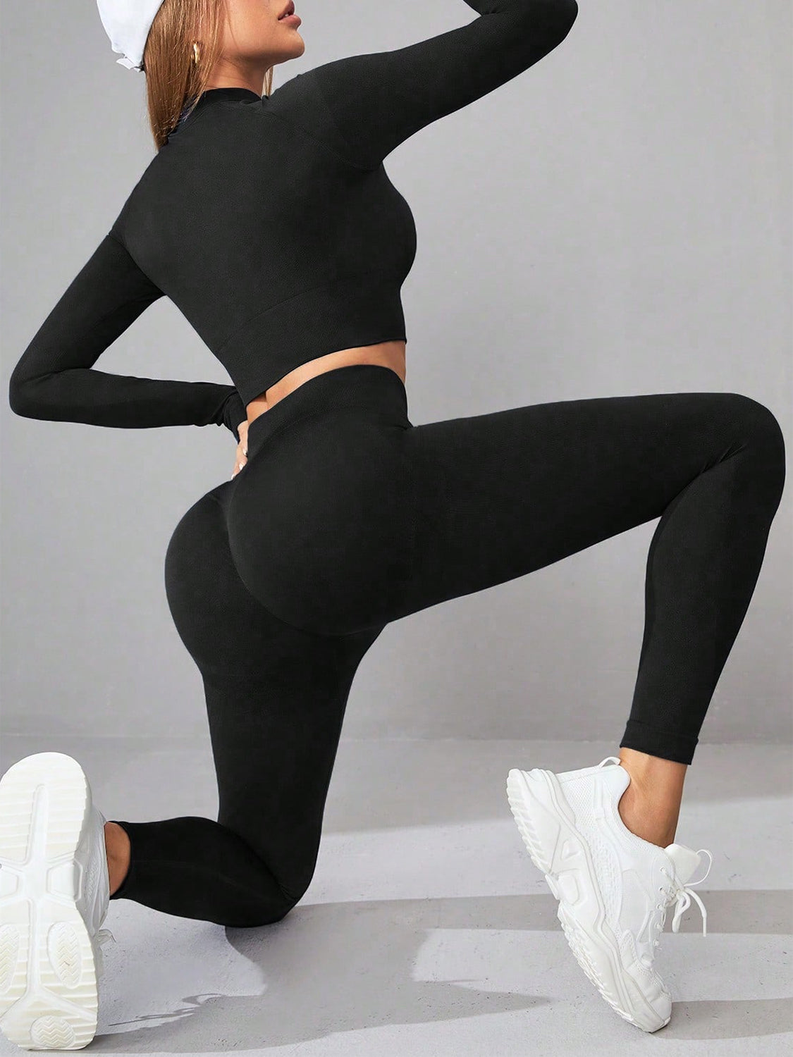 Mock Neck Long Sleeve Top and Leggings Active Set - Siennasass