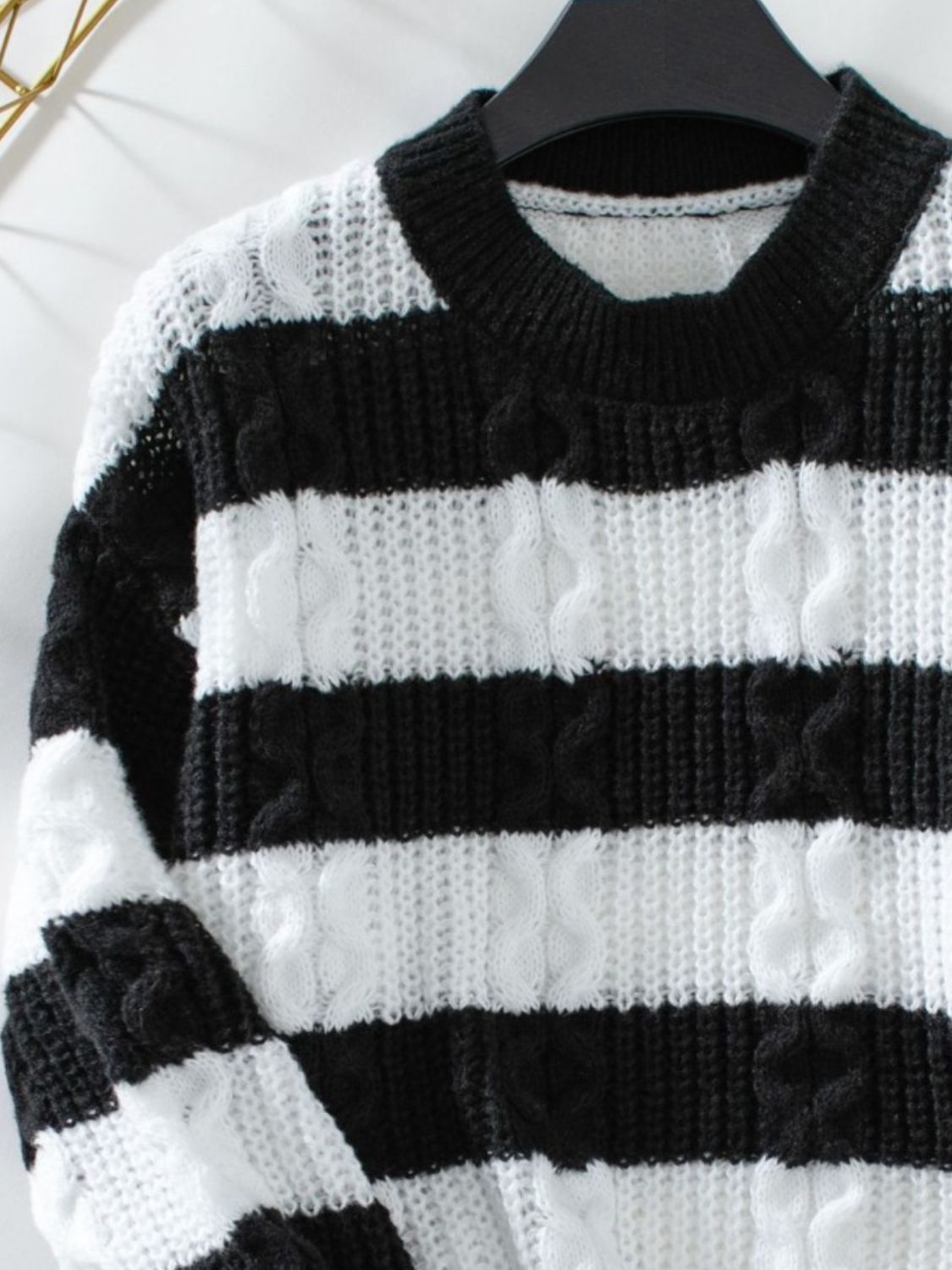 Striped Round Neck Long Sleeve Sweater