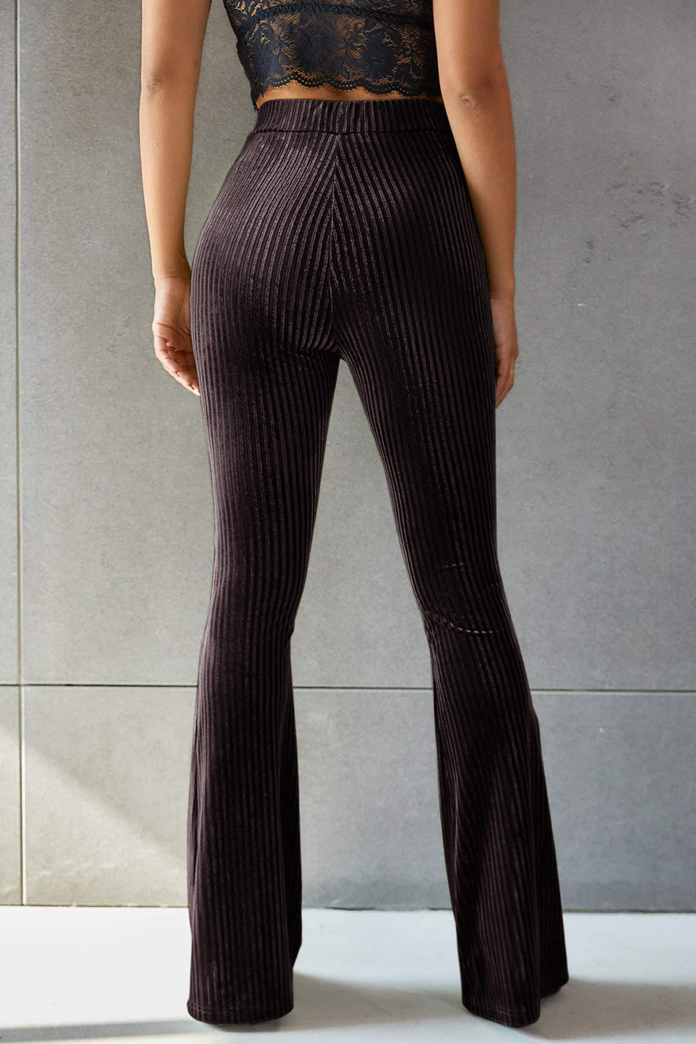 Ribbed High Waist Flare Pants