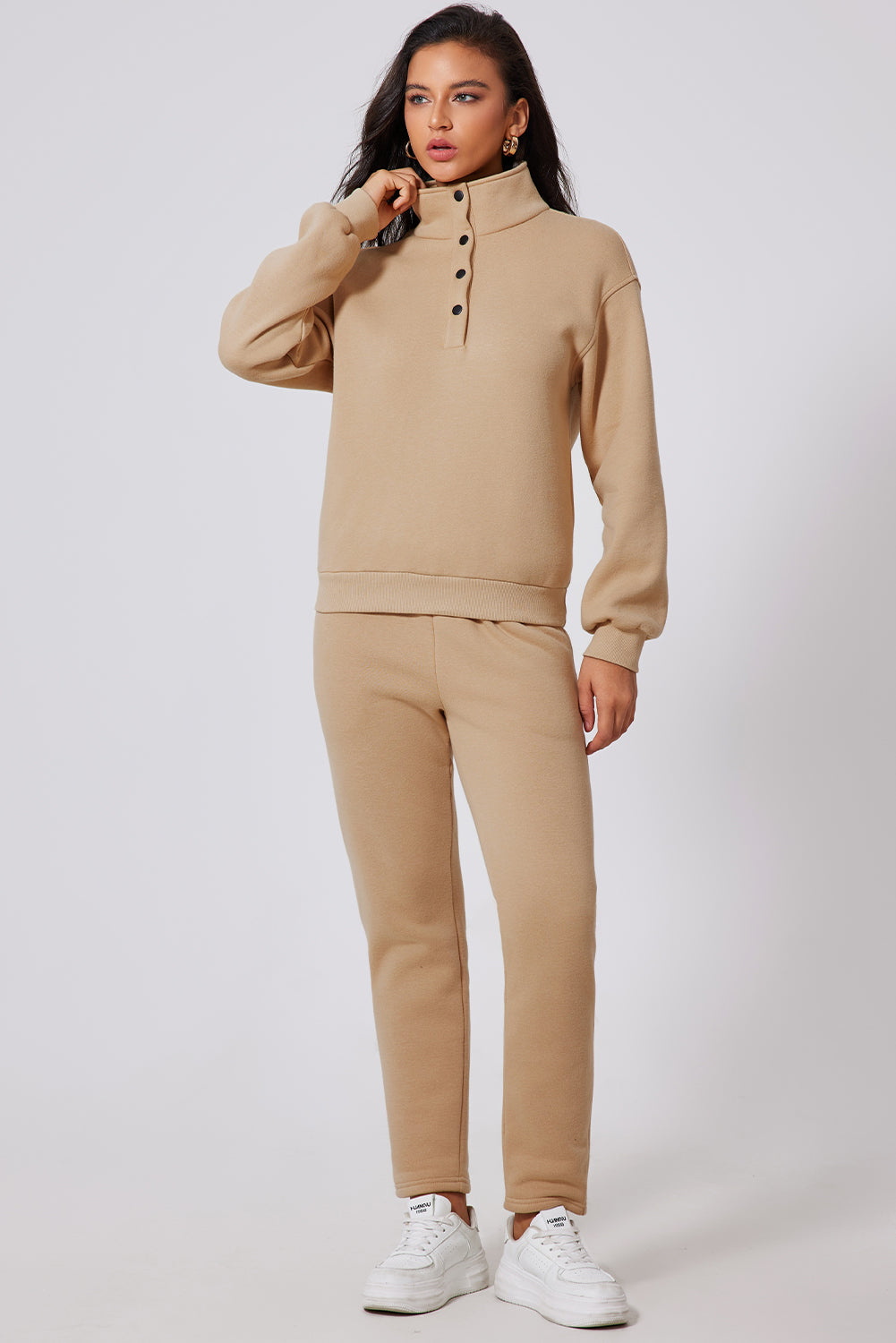 Half Snap Turtleneck Top and Pants Active Set - Siennasass