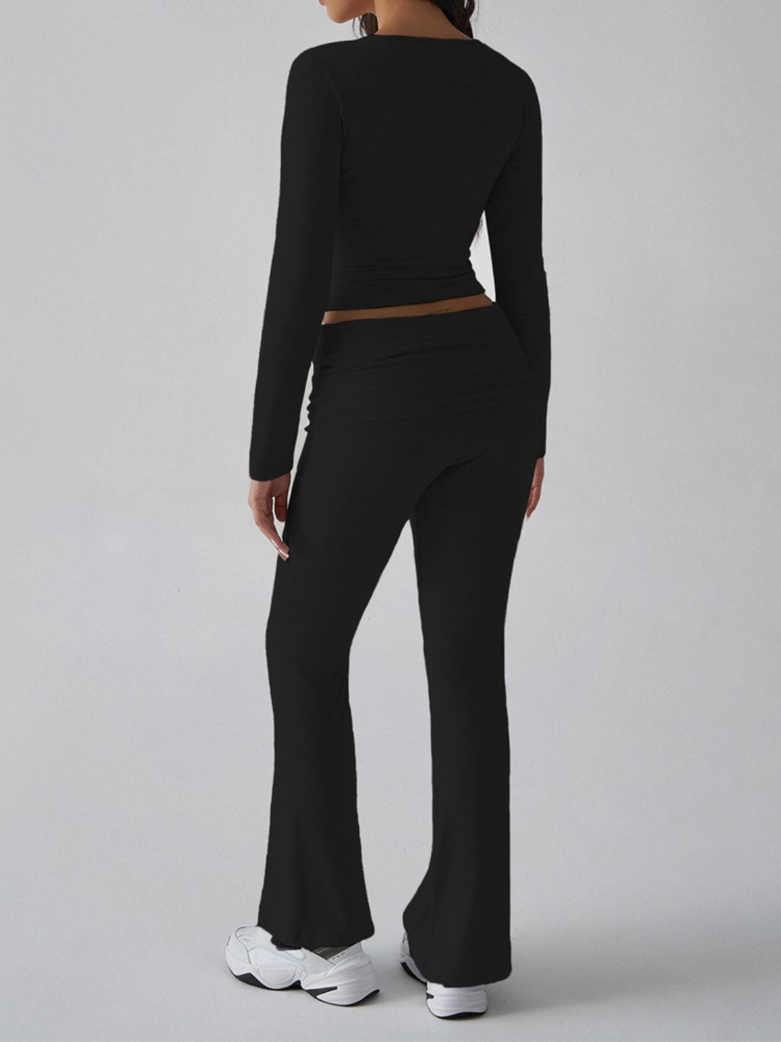 Devine Square Neck Long Sleeve Top and Pants Set - Siennasass