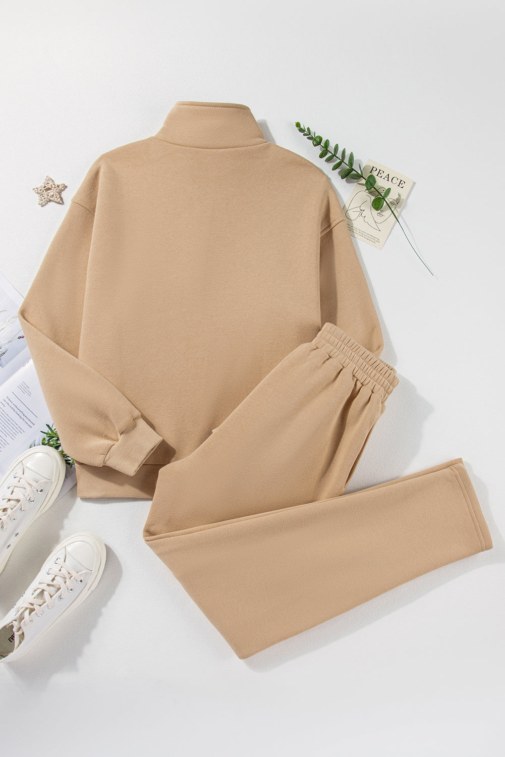 Half Snap Turtleneck Top and Pants Active Set - Siennasass