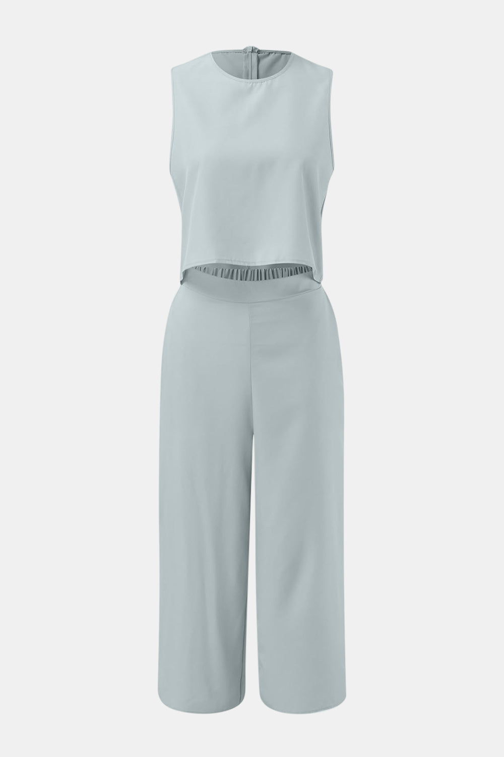 Round Neck Top and Wide Leg Pants Set - Siennasass