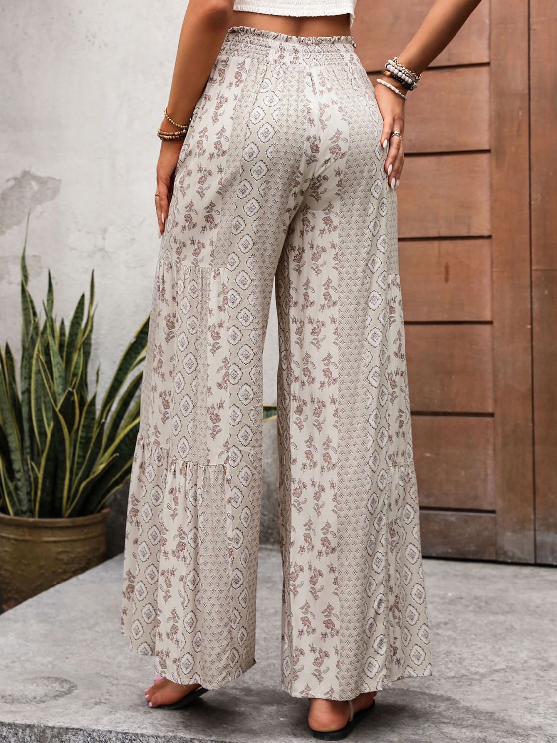 Perfee Printed Wide Leg Pants