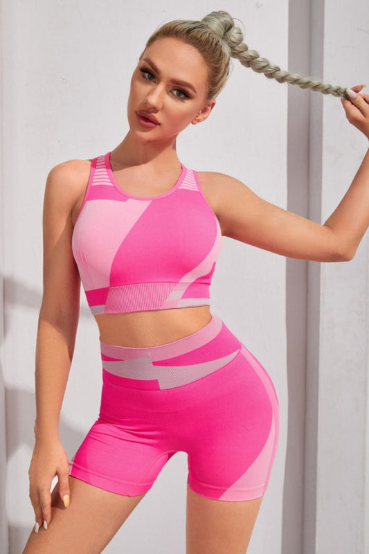 Color Block Sports Bra and Shorts Set - Siennasass