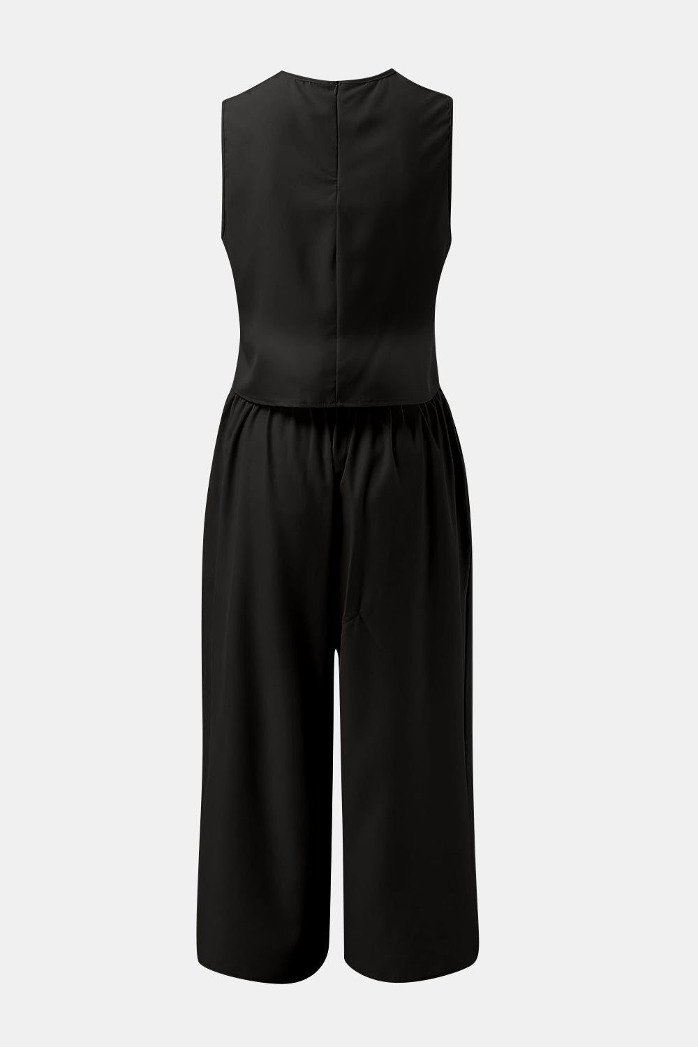 Round Neck Top and Wide Leg Pants Set - Siennasass