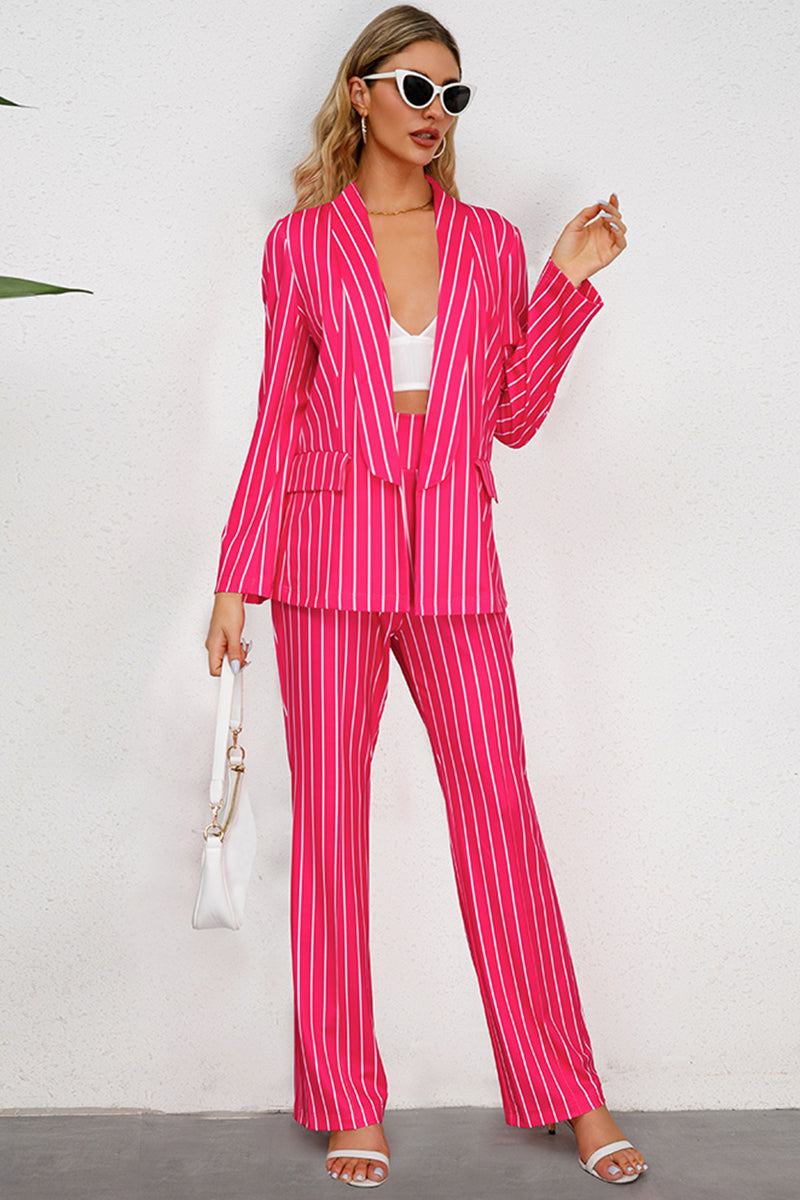 Striped Long Sleeve Top and Pants Set - Siennasass