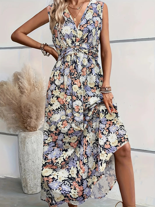 Floral Sleeveless Midi Dress - Siennasass