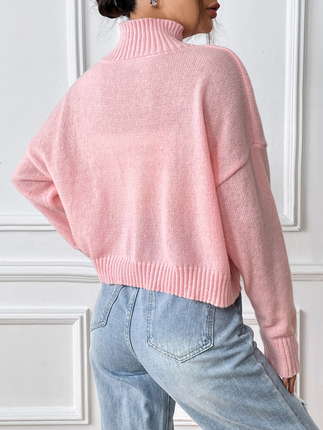 Bow Turtleneck Long Sleeve Sweater - Siennasass