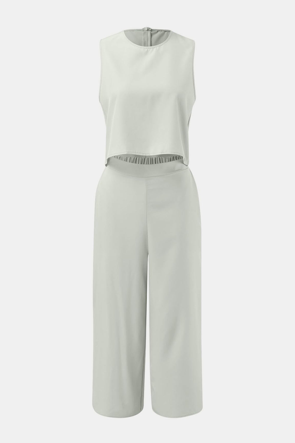 Round Neck Top and Wide Leg Pants Set - Siennasass