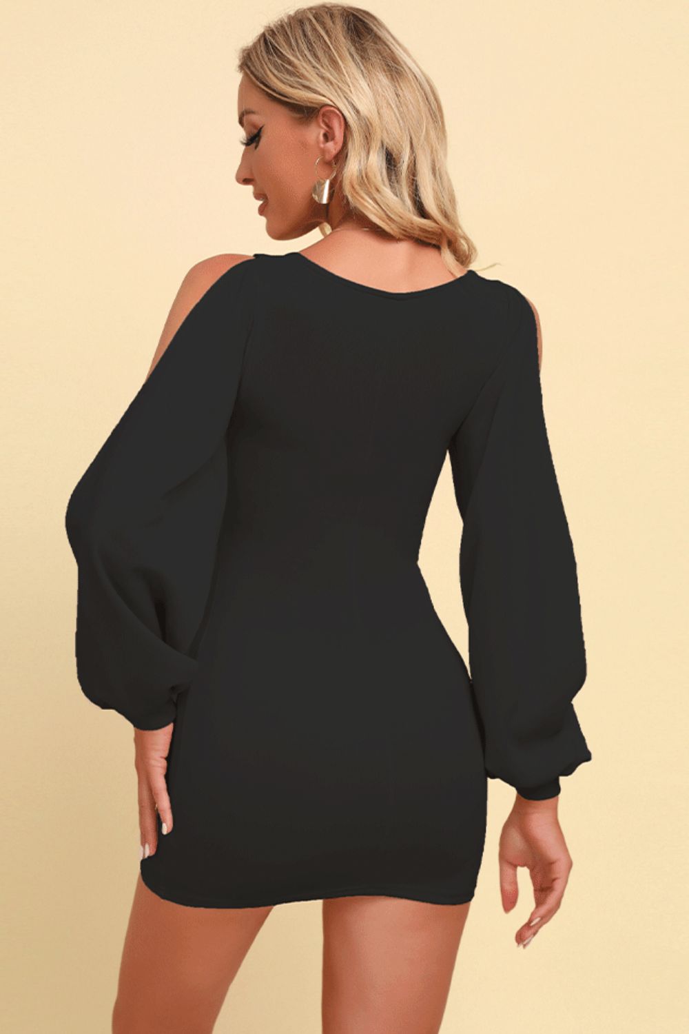 Square Neck Split Sleeve Mini Dress