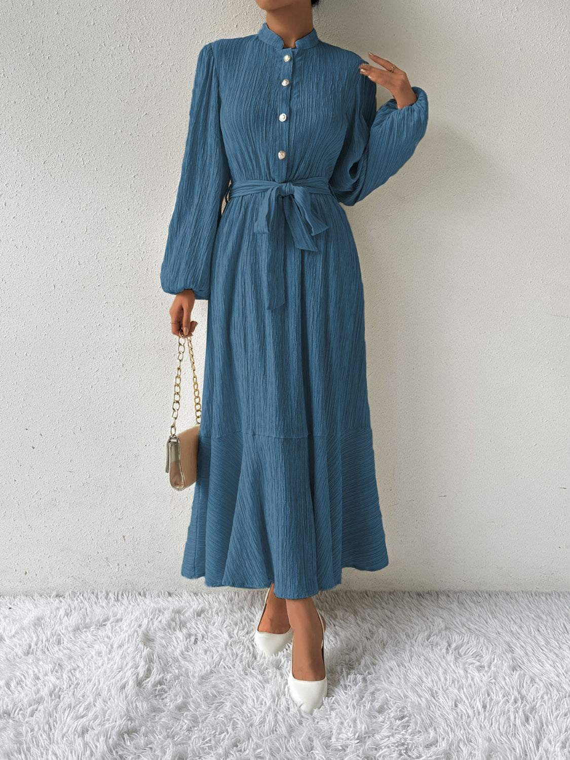 Tie Waist Long Sleeve Dress