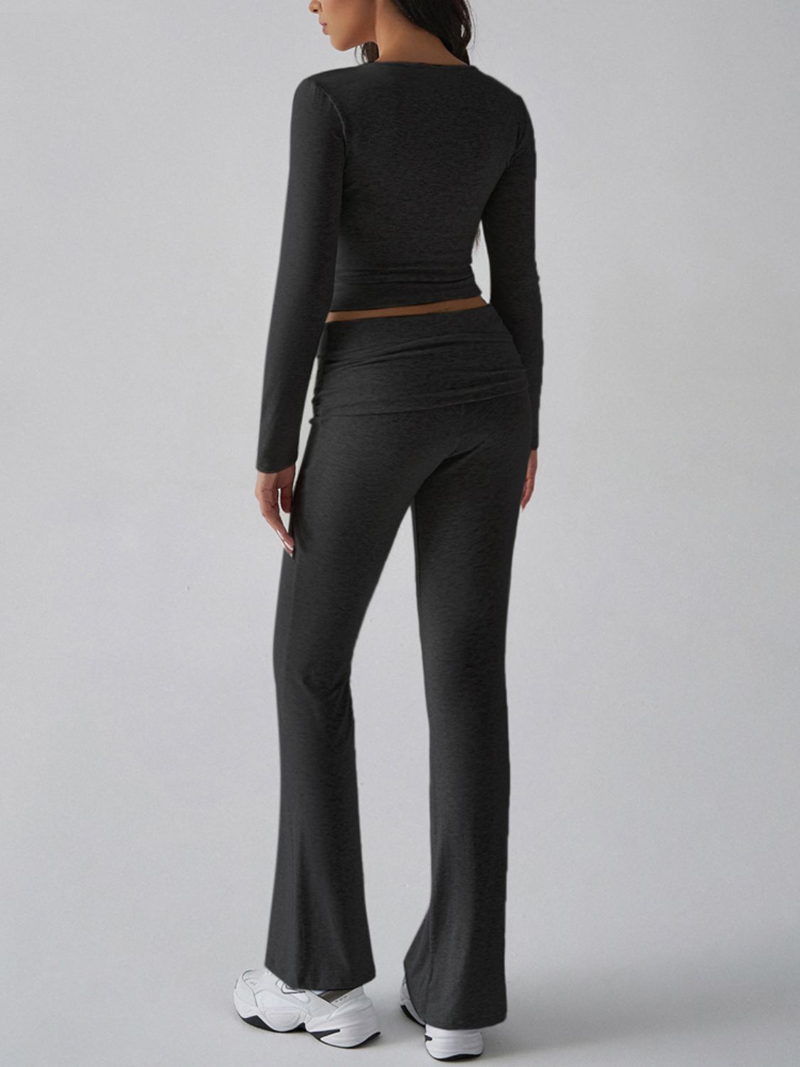 Devine Square Neck Long Sleeve Top and Pants Set - Siennasass