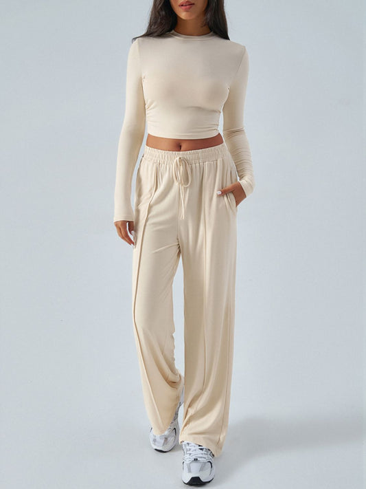 Devine Round Neck Long Sleeve Top and Pants Set - Siennasass