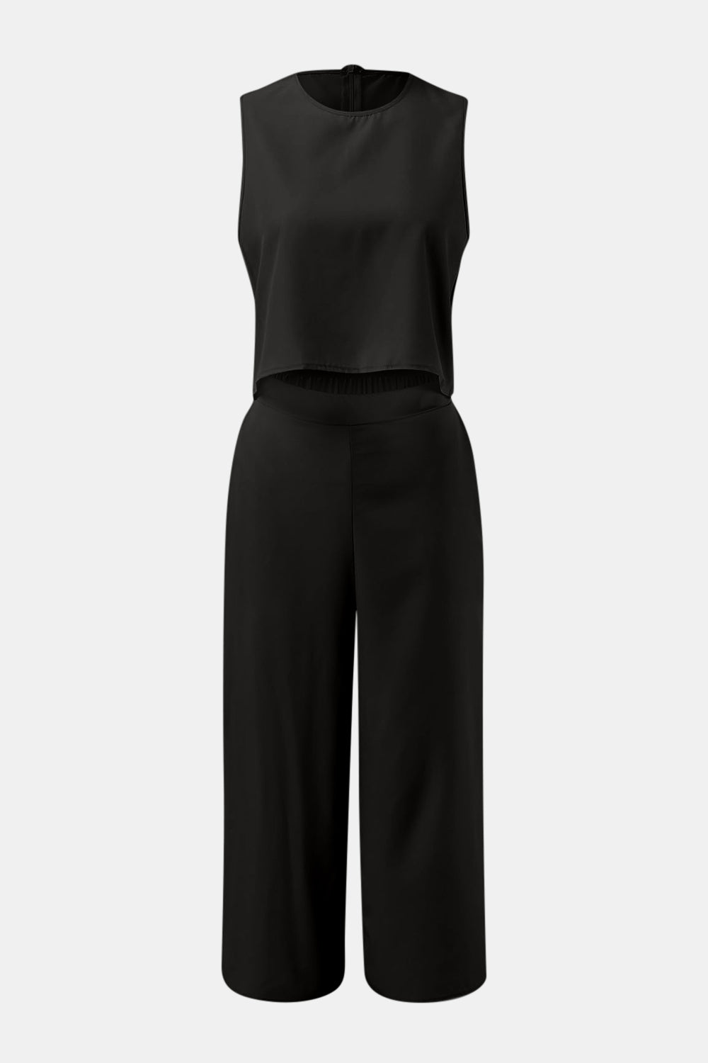 Round Neck Top and Wide Leg Pants Set - Siennasass