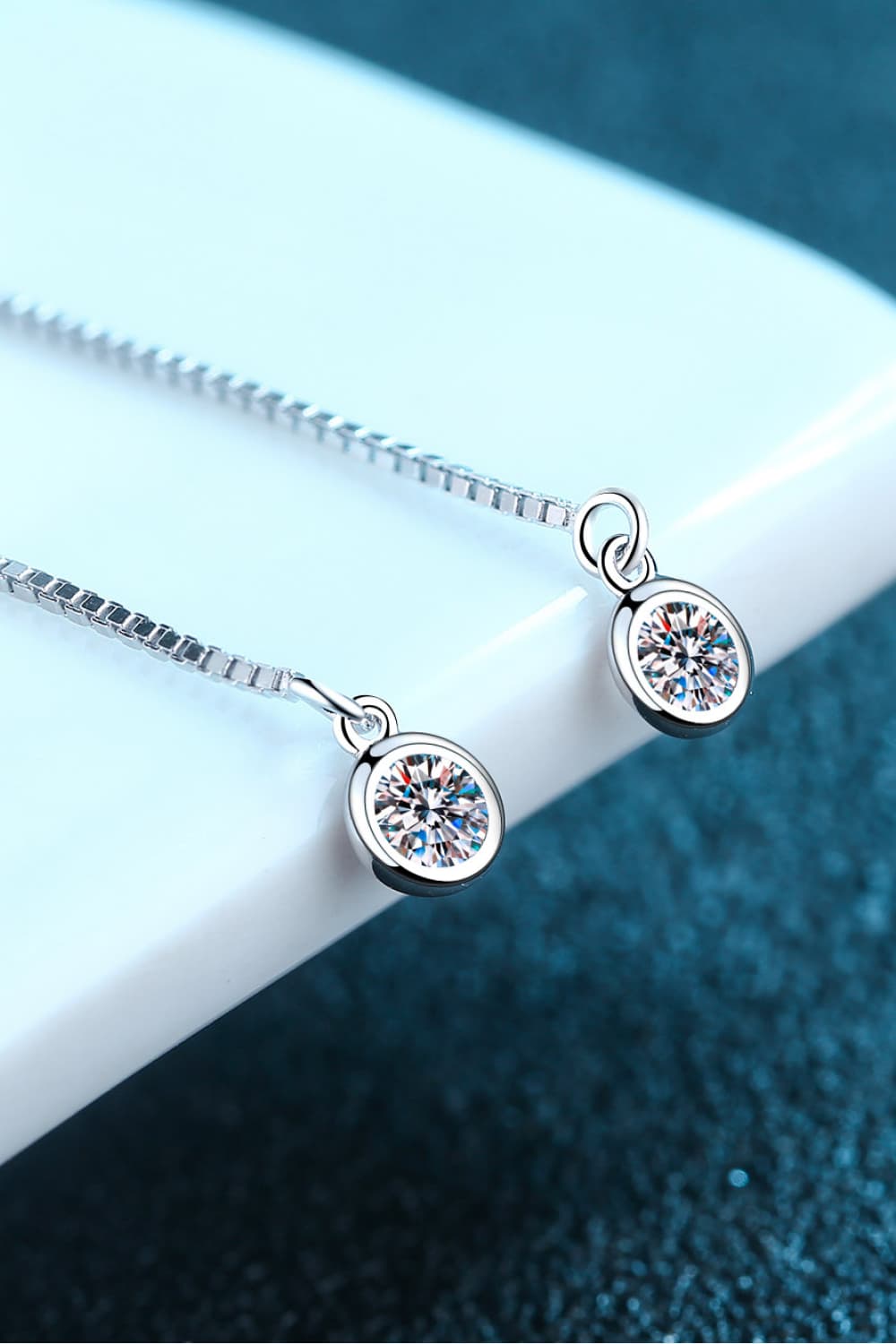 Moissanite 925 Sterling Silver Threader Earrings - Siennasass