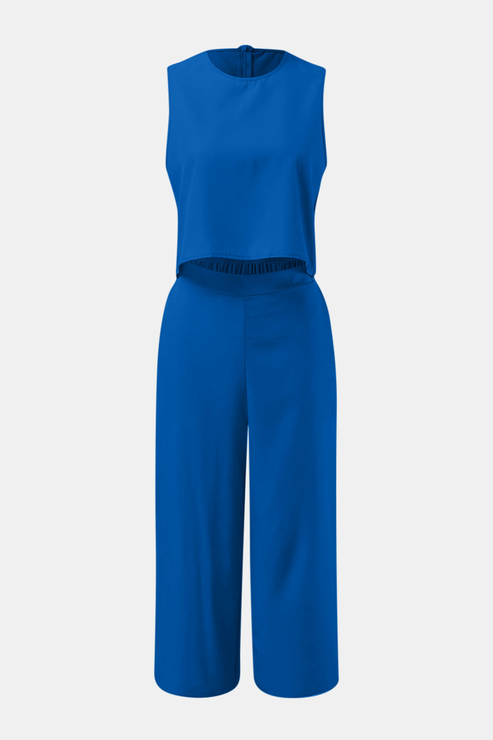 Round Neck Top and Wide Leg Pants Set - Siennasass