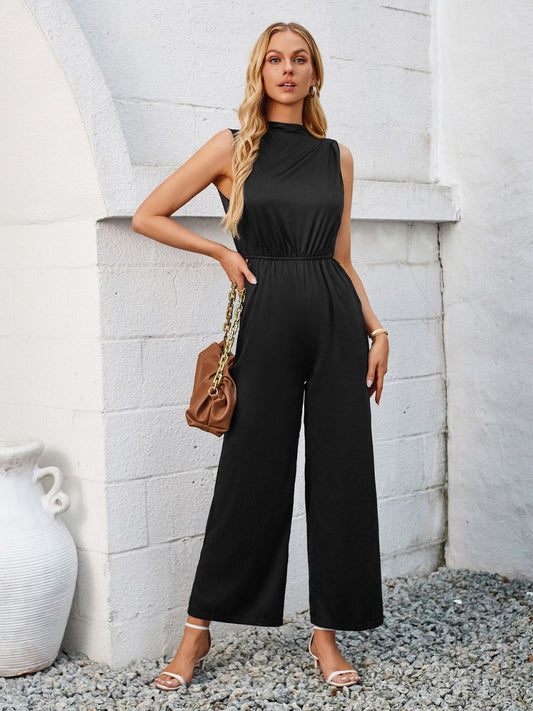 Cutout Tied Wide Leg Sleeveless Jumpsuit - Siennasass