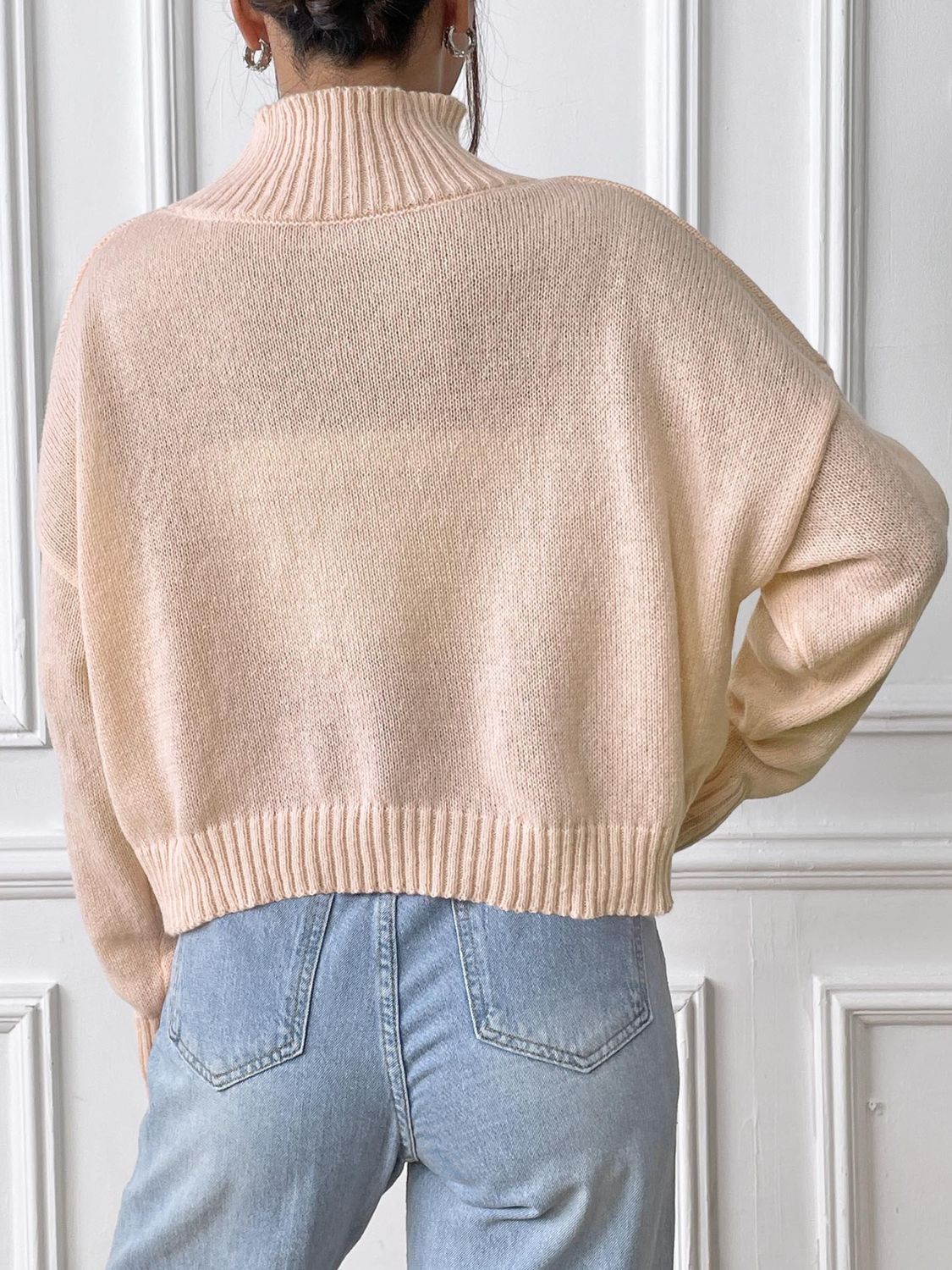 Bow Turtleneck Long Sleeve Sweater - Siennasass