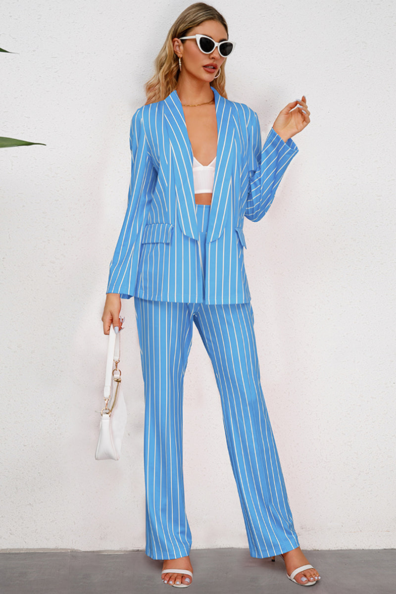 Striped Long Sleeve Top and Pants Set - Siennasass