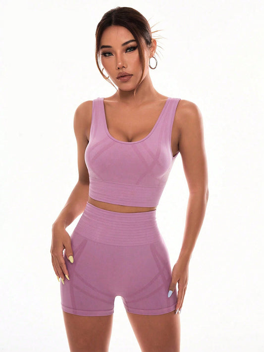 Scoop Neck Wide Strap Top and Shorts Active Set - Siennasass