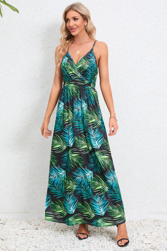 Printed Surplice Maxi Cami Dress - Siennasass