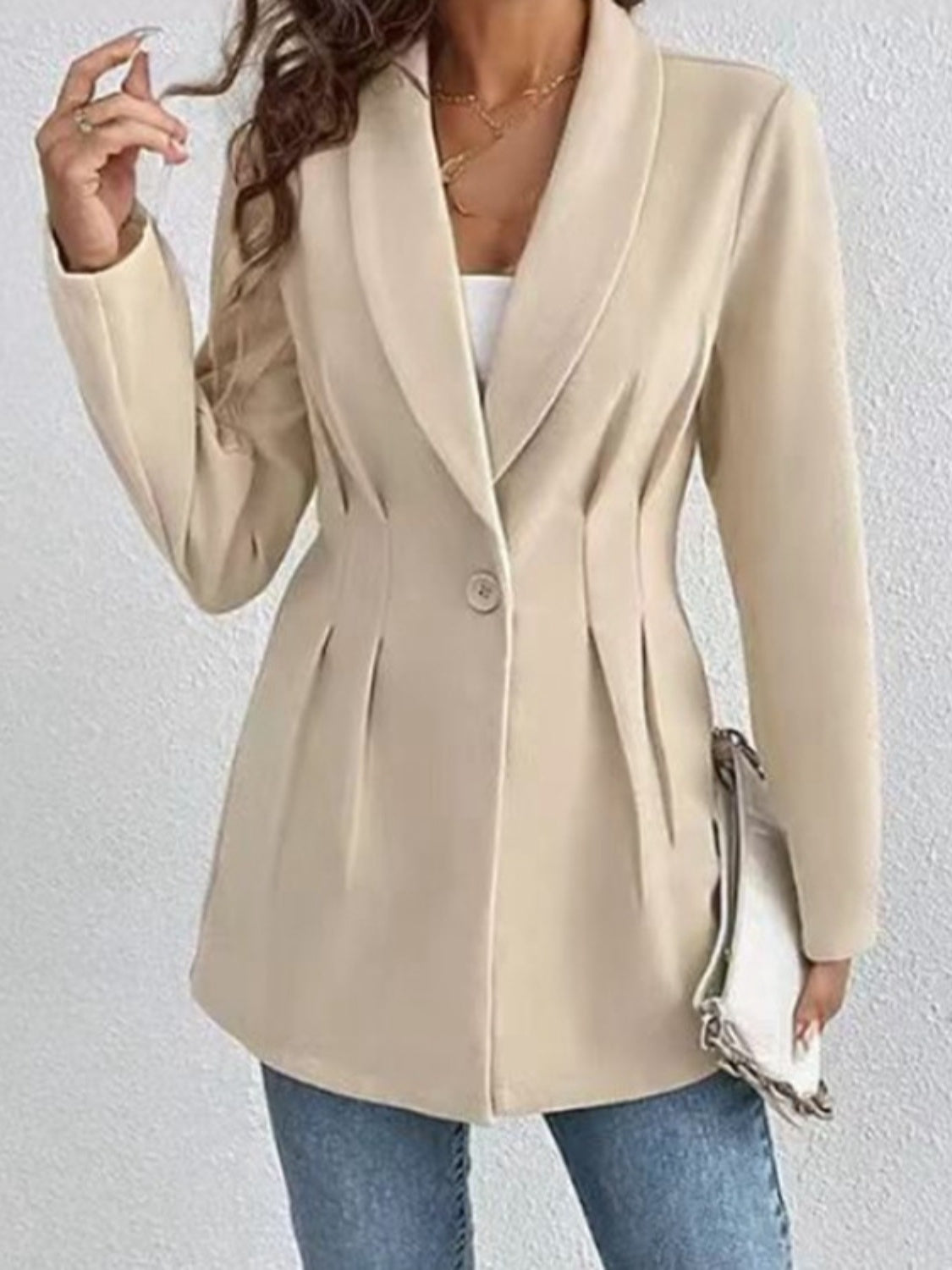 One Button Long Sleeve Blazer - Siennasass