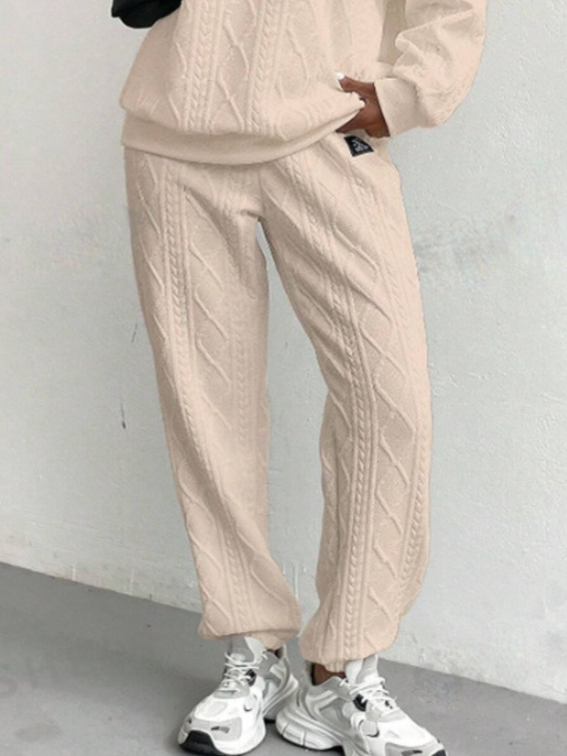 Texture Round Neck Long Sleeve Top and Pants Set - Siennasass