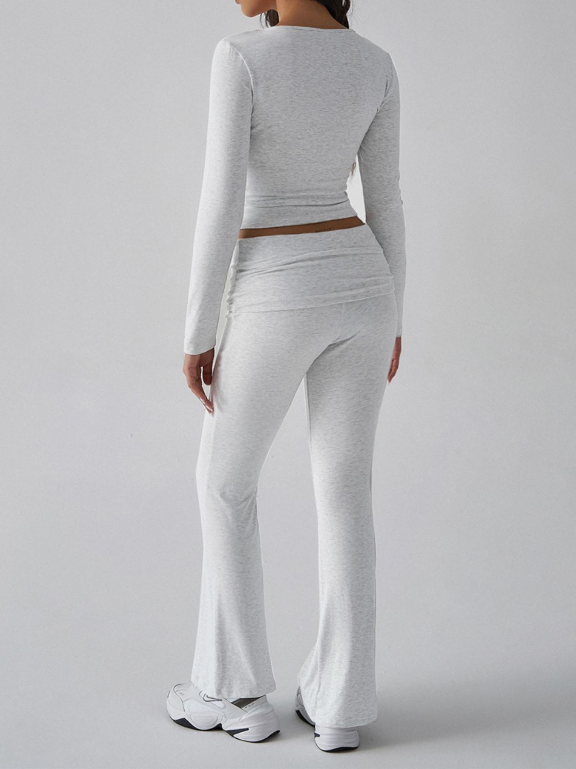 Devine Square Neck Long Sleeve Top and Pants Set - Siennasass