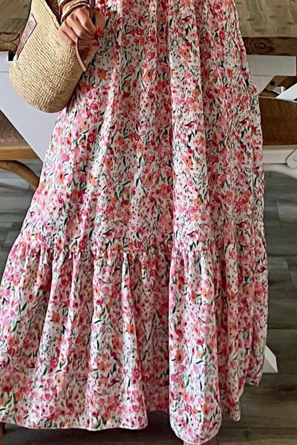 Smocked Floral Spaghetti Strap Dress - Siennasass