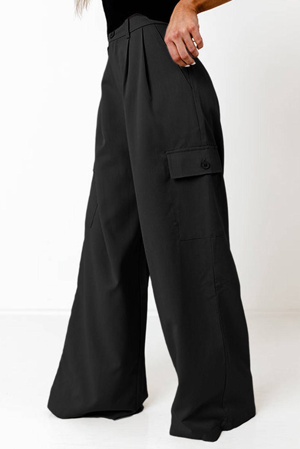 Ruched Wide Leg Pants with Pockets - Siennasass