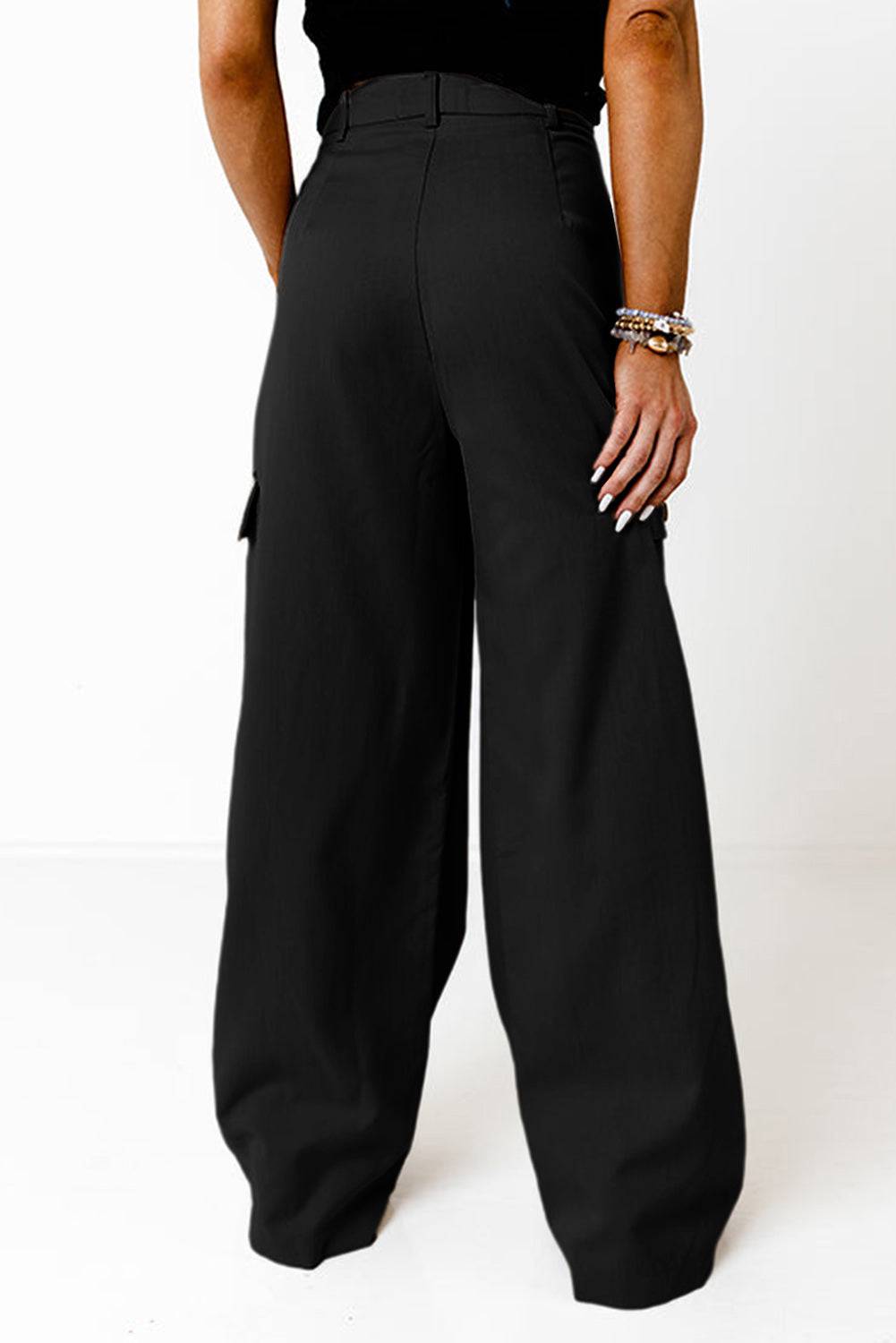 Ruched Wide Leg Pants with Pockets - Siennasass