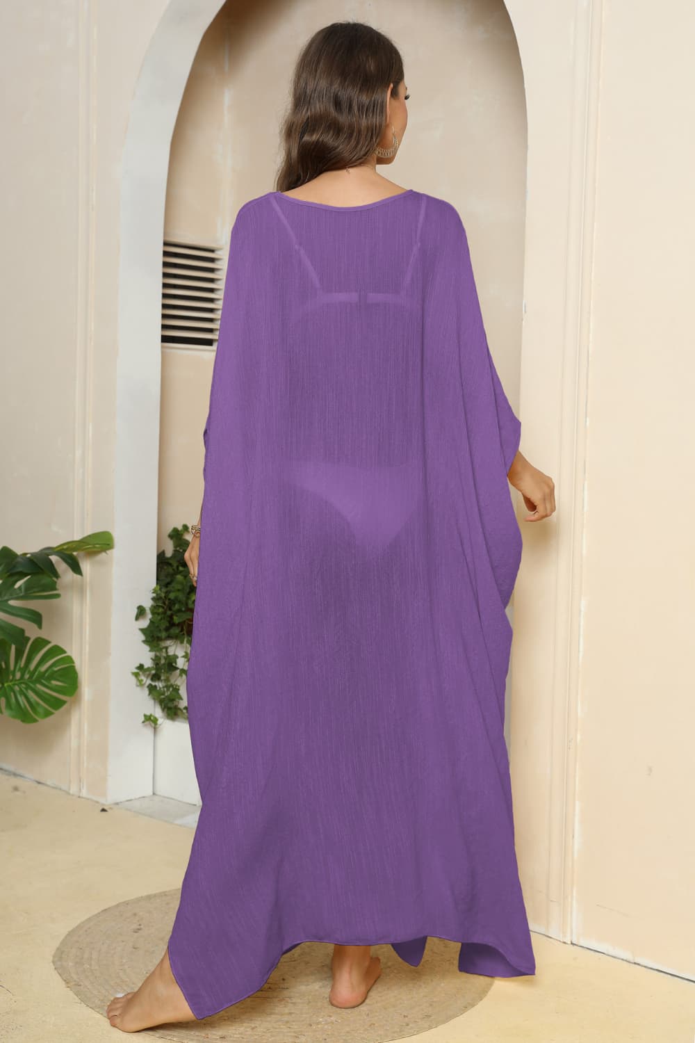 V-Neck Three-Quarter Sleeve Cover-Up - Siennasass