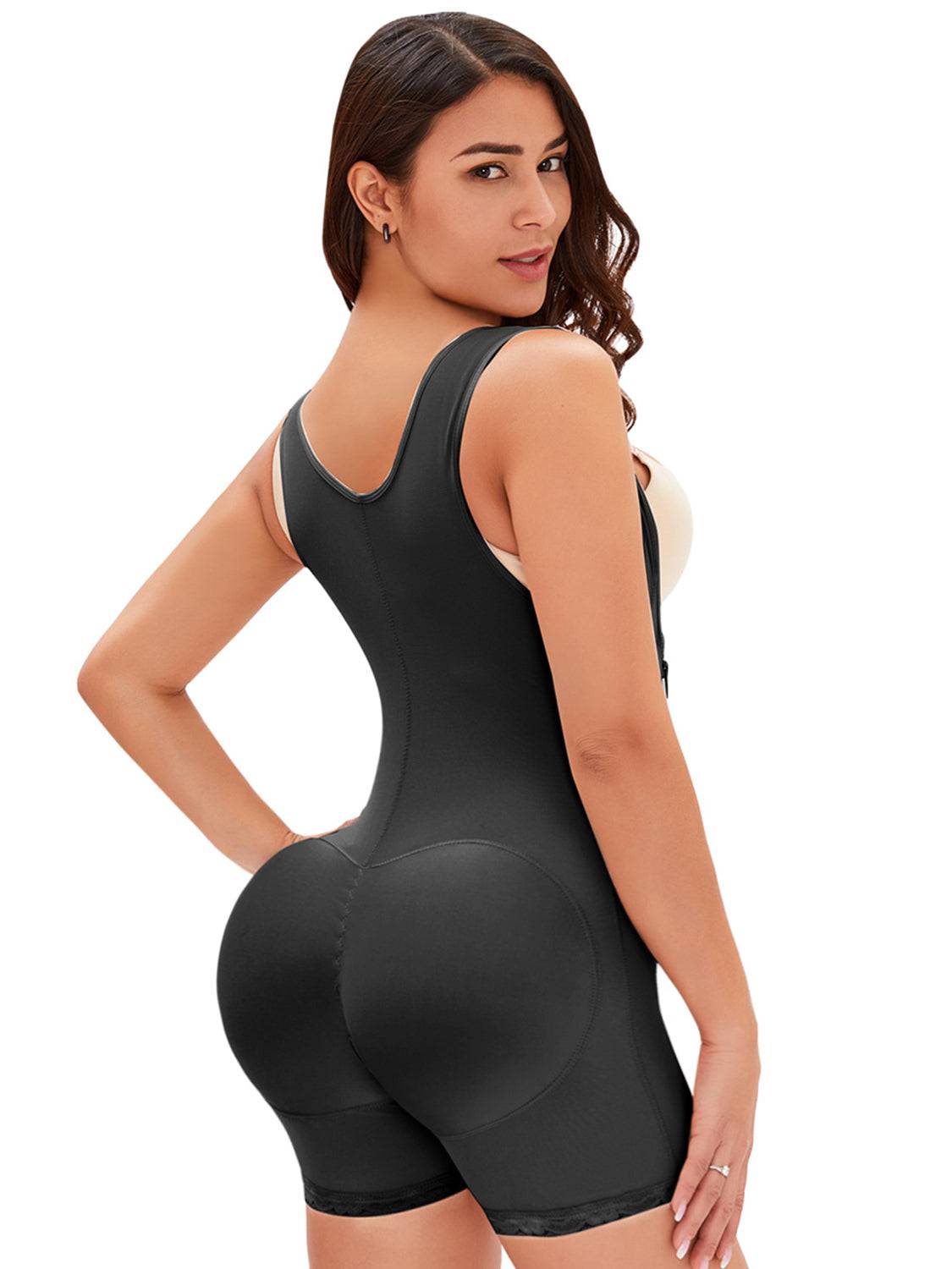 Full Size Side Zip Up Wide Strap Shapewear - Siennasass