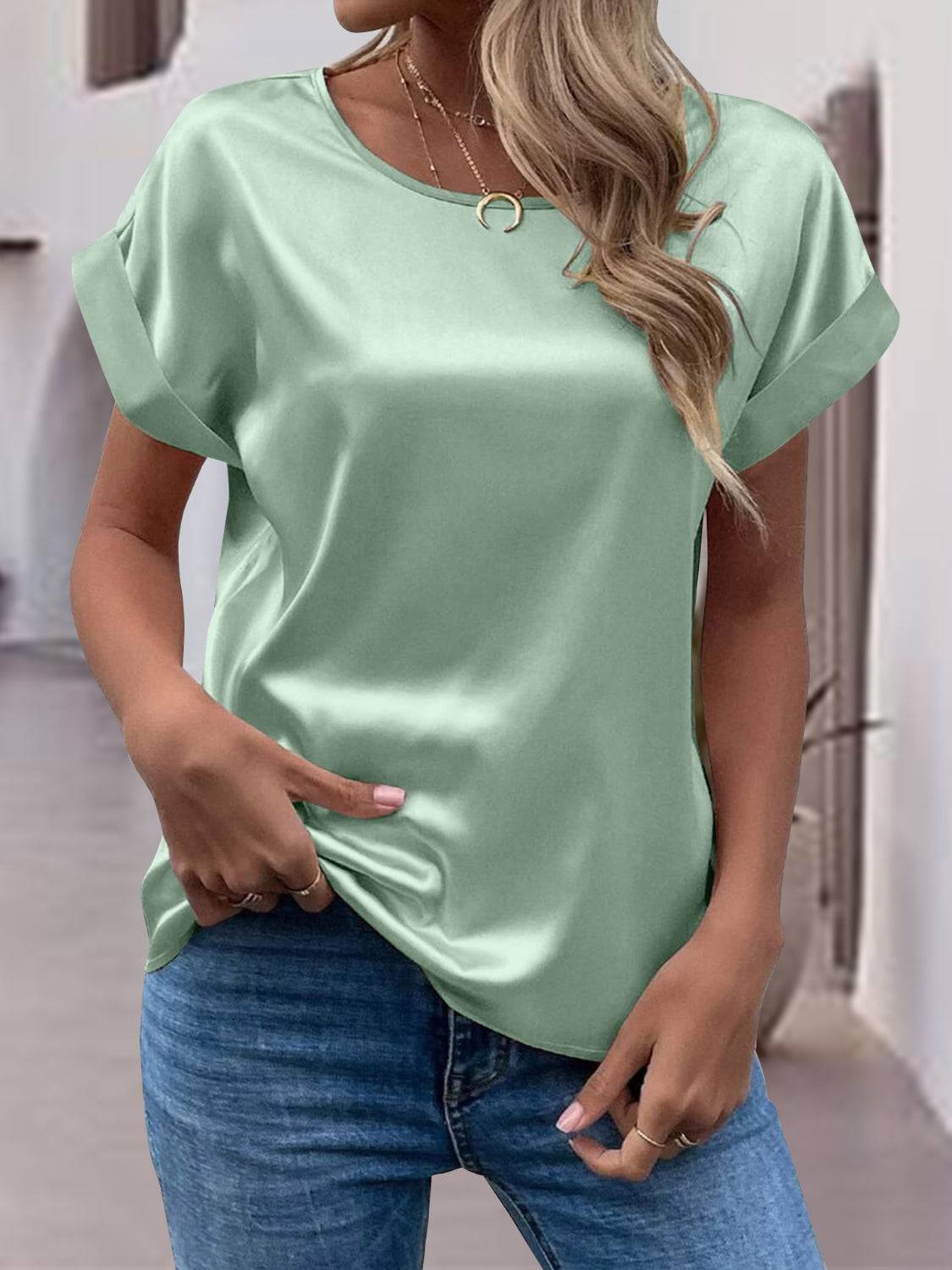 Round Neck Short Sleeve T-Shirt - Siennasass