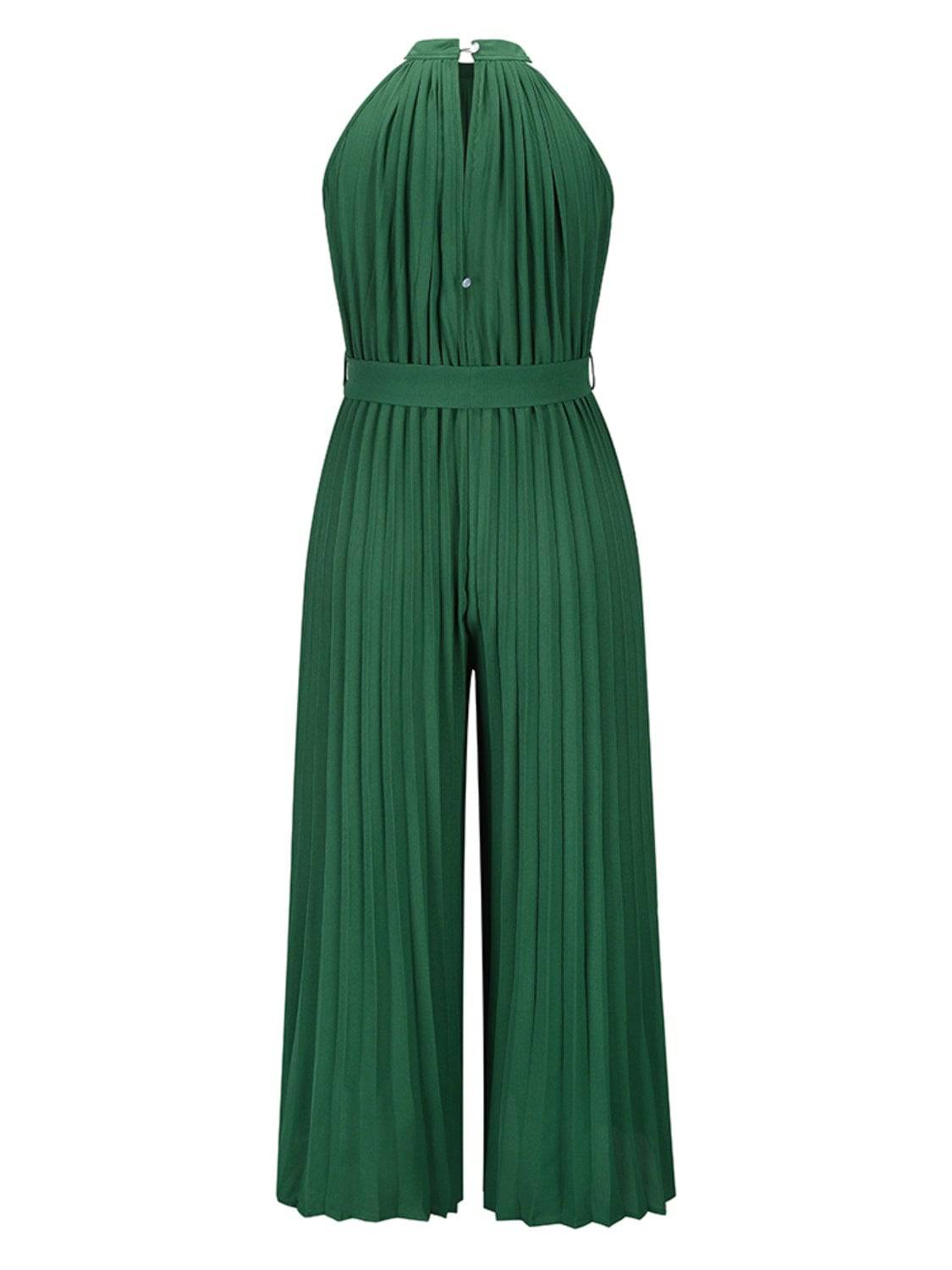 Cutout Tied Pleated Sleeveless Jumpsuit