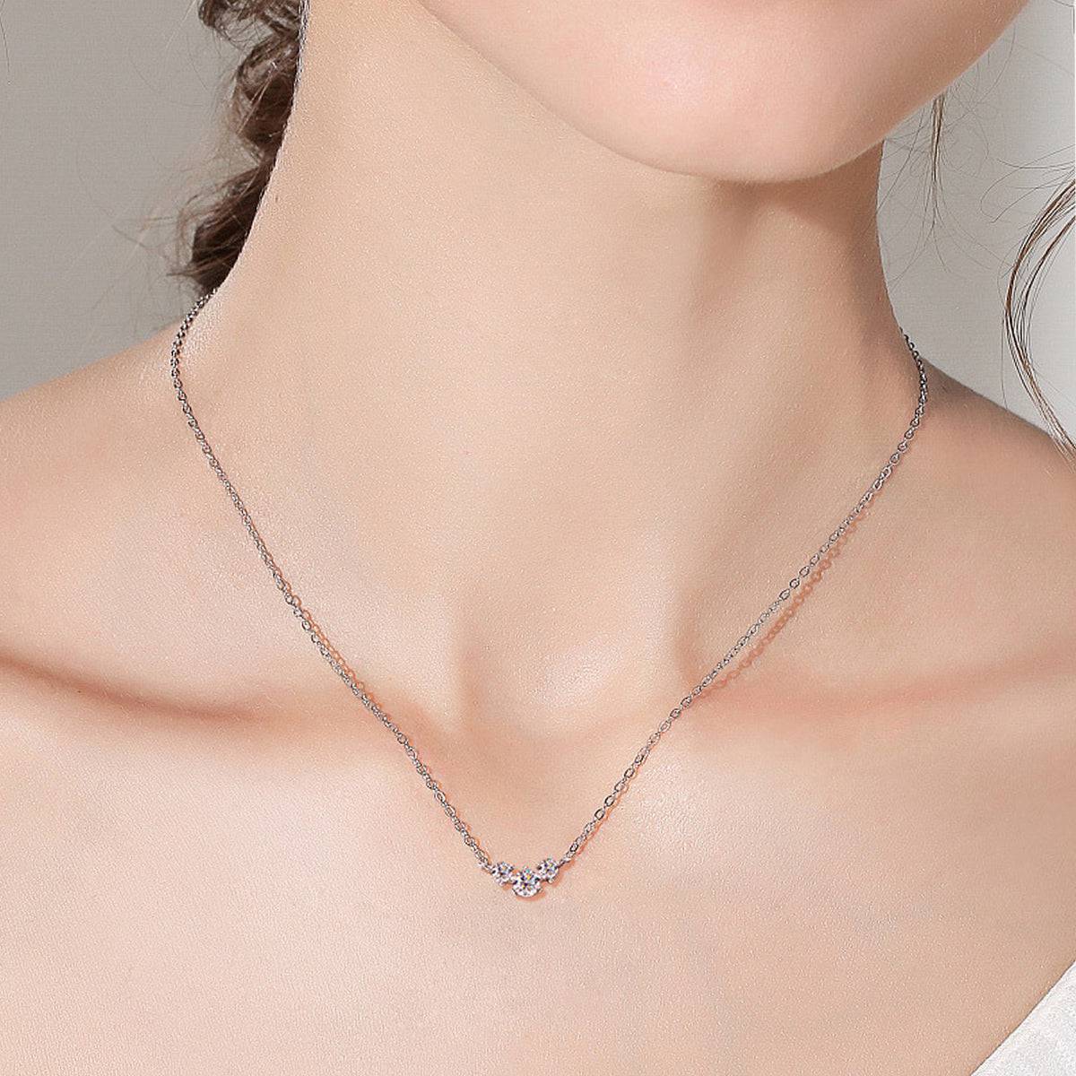 925 Sterling Silver Inlaid Moissanite Necklace - Siennasass