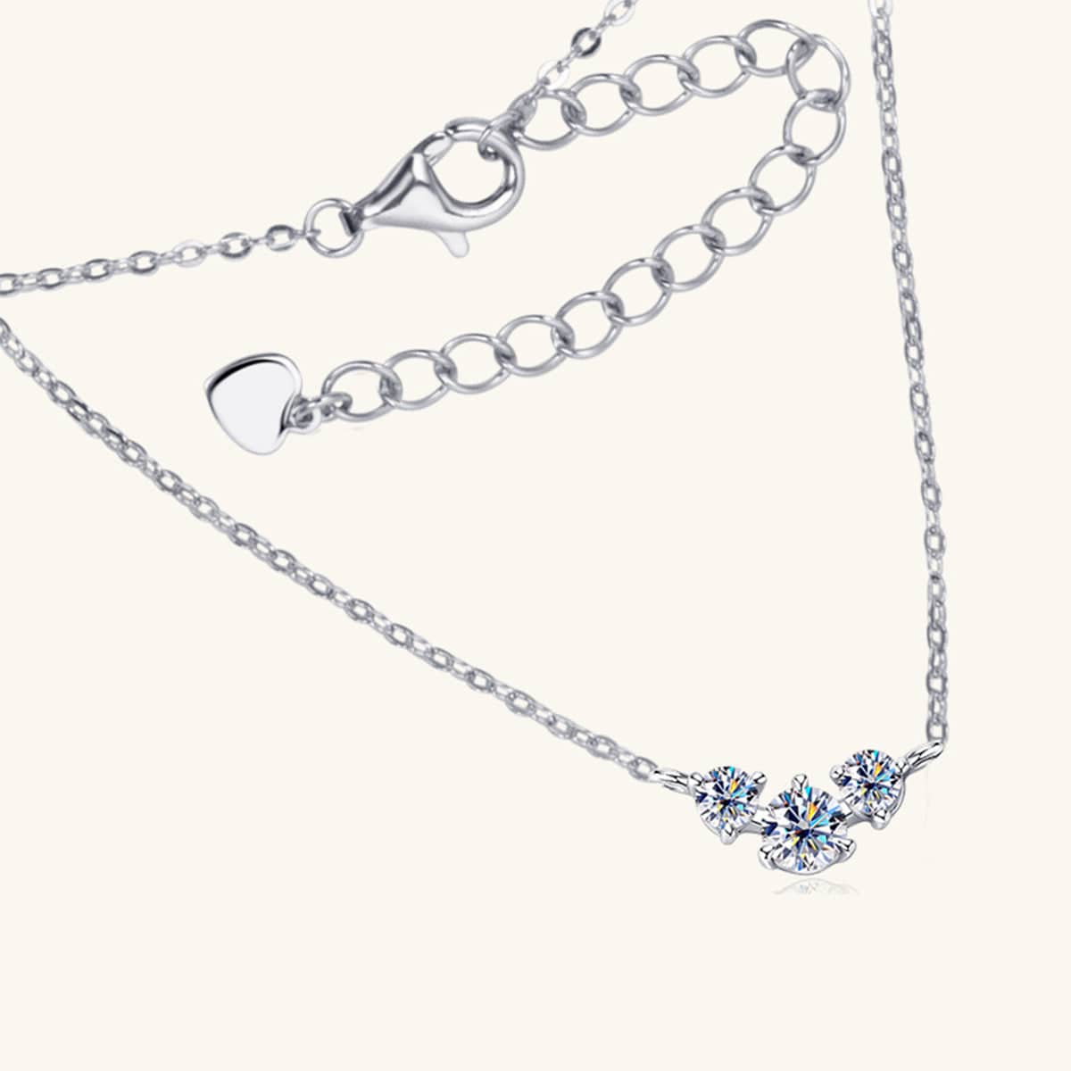 925 Sterling Silver Inlaid Moissanite Necklace - Siennasass