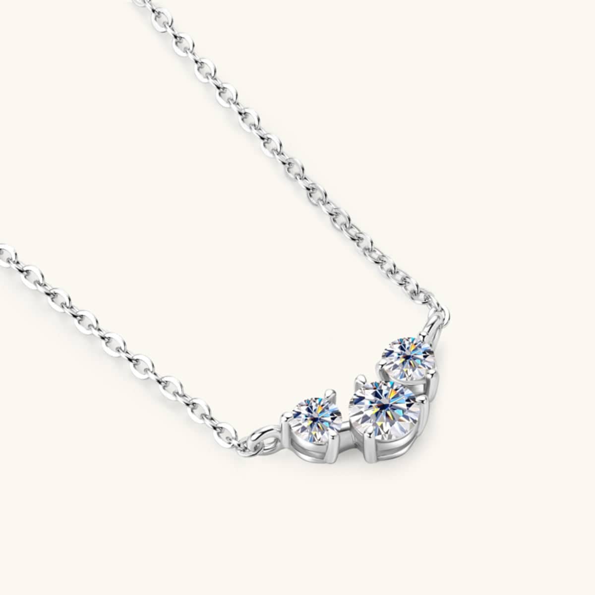 925 Sterling Silver Inlaid Moissanite Necklace - Siennasass