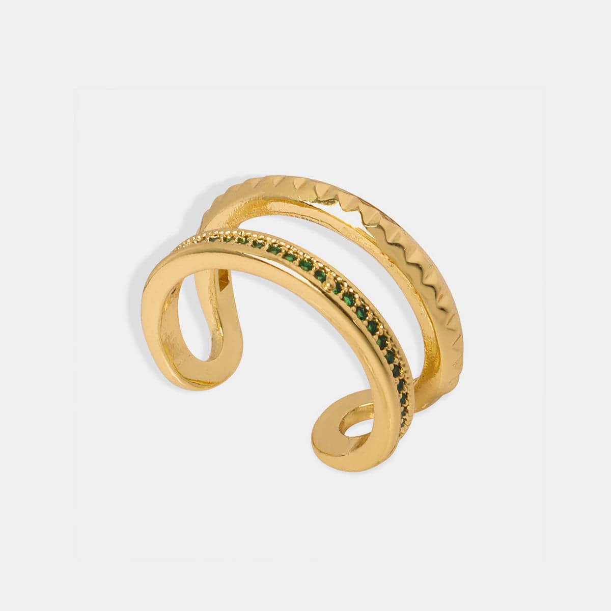 Gold-Plated Czech Diamond Double-Layered Ring - Siennasass