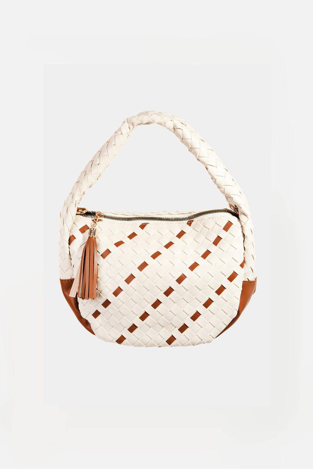 Fame Tassel Detail Weave Semi Circle Bag - Siennasass