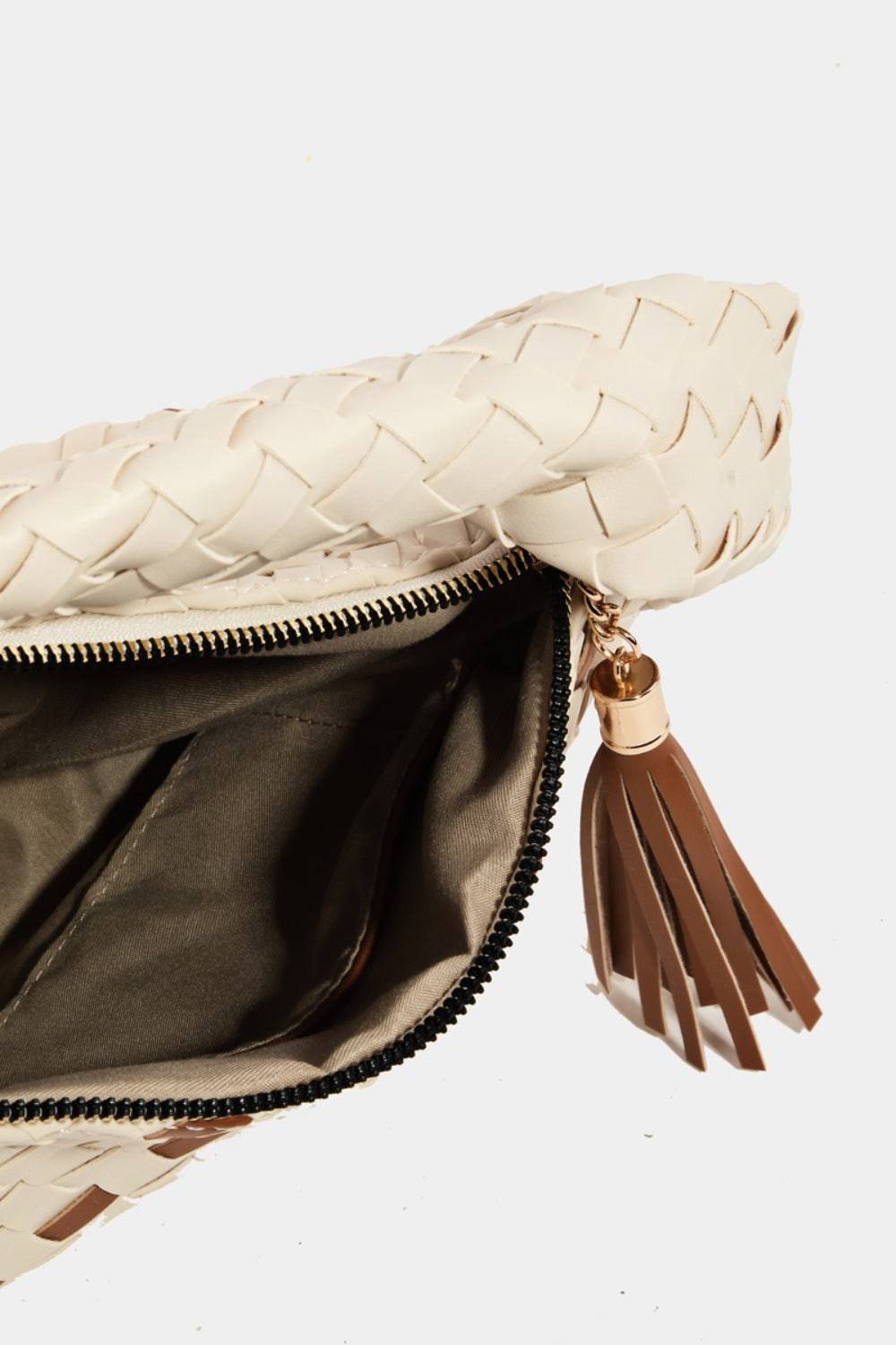 Fame Tassel Detail Weave Semi Circle Bag - Siennasass