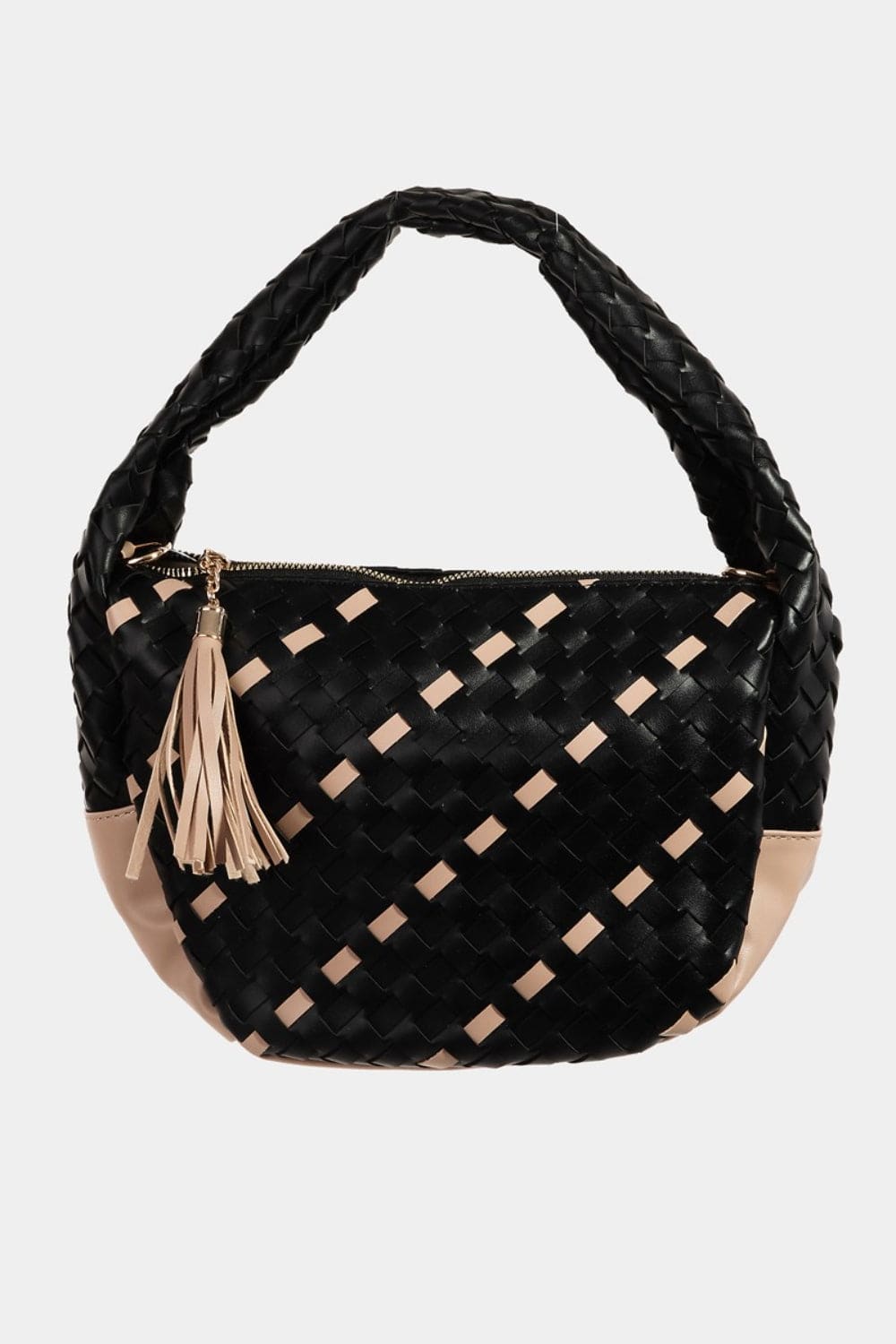 Fame Tassel Detail Weave Semi Circle Bag - Siennasass