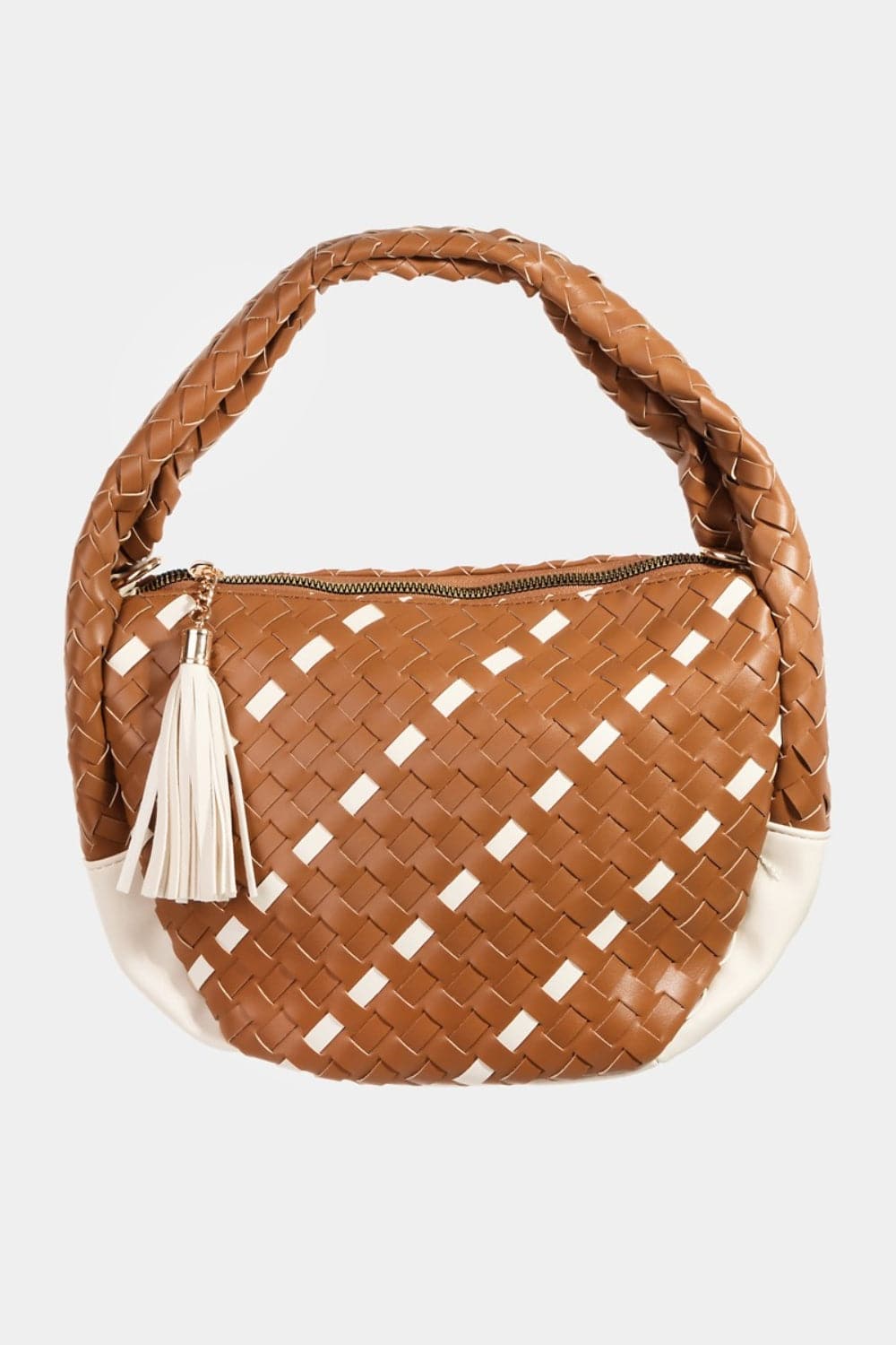 Fame Tassel Detail Weave Semi Circle Bag - Siennasass