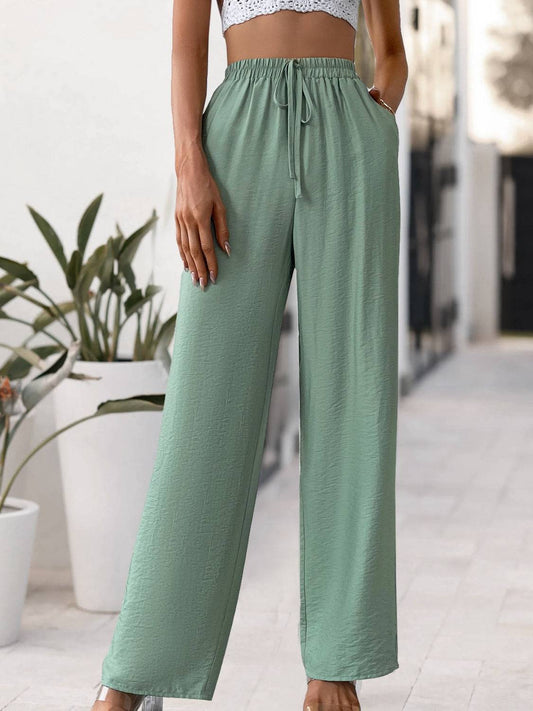 Tied High Waist Wide Leg Pants - Siennasass