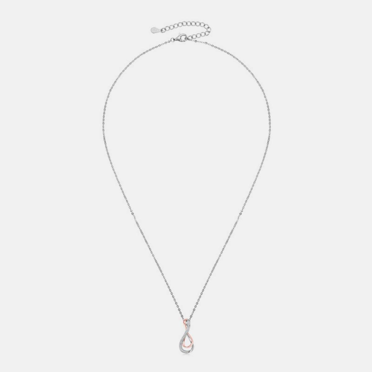 925 Sterling Silver Inlaid Moissanite Infinity Pendant Necklace - Siennasass